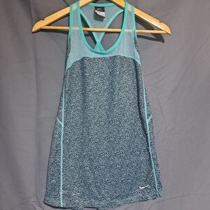 Nike Womens Young & Fast Cheetah Print Black Green Racerback Tank Top Size S